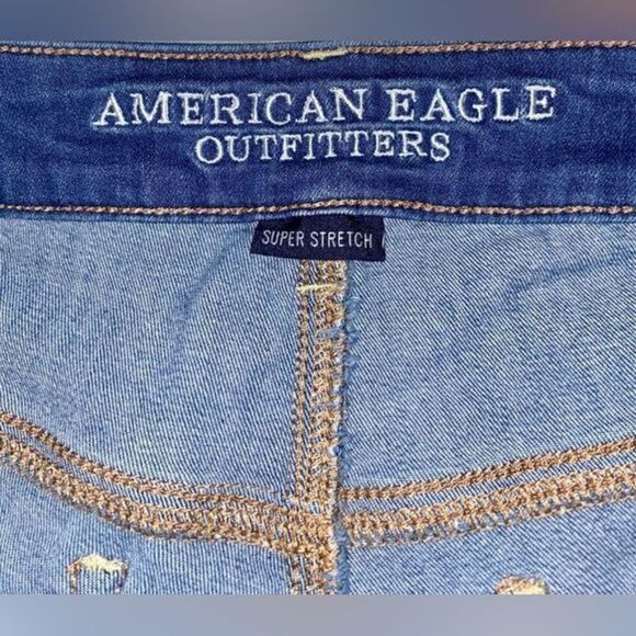 Women’s American Eagle hi-rise shortie AOE super stretch Jean shorts Sz 6 - Picture 5 of 13